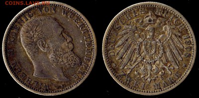 2 марки 1908  Вюрттемберг до 04.10.15 в 22.00 МСК - 1908