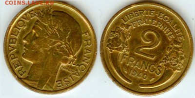 Франция 2 франка 1940 до 21.00 мск 12.11.2015 - Франция-2 франка 1940г