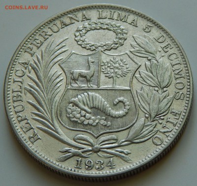 Перу 1 соль 1934, до 13.11.15 в 22:00 МСК - 4208