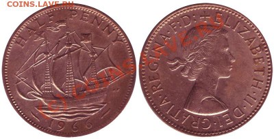 Иностранные монеты со сходным дизайном. - Great_Britain_Half_Penny_1966