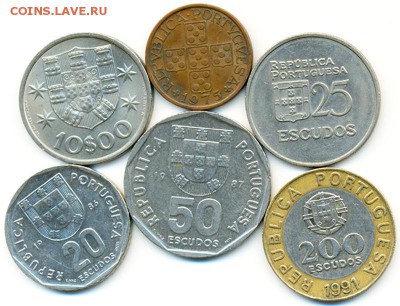 Португалия_6 разных монет 1974-75-80-86-87-91; 08.12_22.34мс - 10428