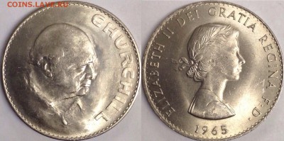 1 кроновые Юбилейные монеты Англии ОПТОМ! - 1 крона 1965 год Черчиль