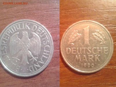 1 немецкая марка 1990 монета - Фото-0700
