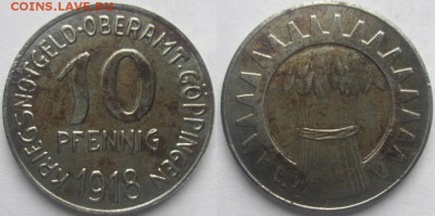 Нотгельды Германии. Обзорная тема. - 10 пф. 1918г. Гёппинген