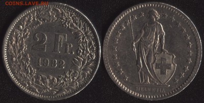 Швейцария 2 франка 1982 НЕЧАСТАЯ до 22:00мск 16.02.16 - Швейцария 2 франка 1982