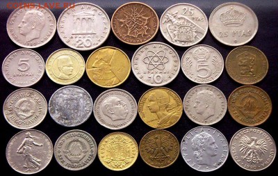 55 разных зарубежных монет (см. описание). До 21.02_22.00мск - 2