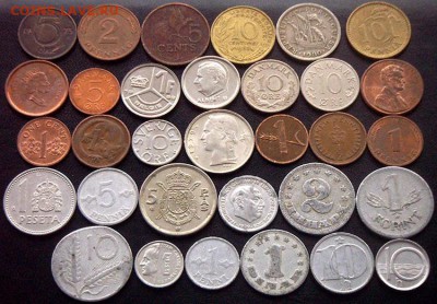 55 разных зарубежных монет (см. описание). До 21.02_22.00мск - 3