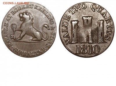 Животные на монетах - Гибралтар - токен - 2 кварты 1810