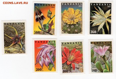 Флора Танзания цветы кактуса серия 7м MNH с 10 рублей! - Танзания 1995  цветы кактуса 140