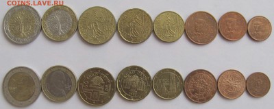 Евро монеты 9 стран (от 2 евро до 1 цента) до 31.03.16 - 3