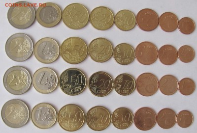 Евро монеты 9 стран (от 2 евро до 1 цента) до 31.03.16 - 1-1
