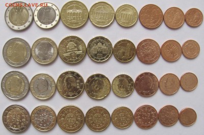 Евро монеты 9 стран (от 2 евро до 1 цента) до 31.03.16 - 1