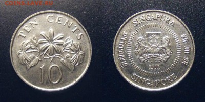 2 - Сингапур – 10 центов (1991) «Растение – звезда жасмина» пф