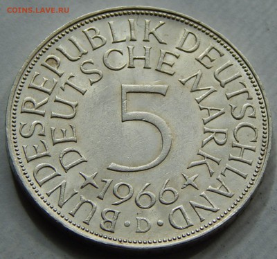ФРГ 5 марок 1966 Немецкий орел, до 04.05.16 в 22:00 МСК - 4321