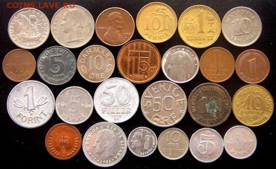 54 разные зарубежные монеты (см. описание). До 29.04_22.02мс - 2