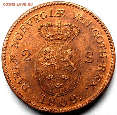 Дания_2 скиллинга 1809. Нечастая монета; до 29.04_22.24мск - 11190