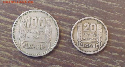 ФРАНЦ. АЛЖИР - 20 и 100 франков до 6.05, 22.00 - Алжир набор 2 шт. - 1