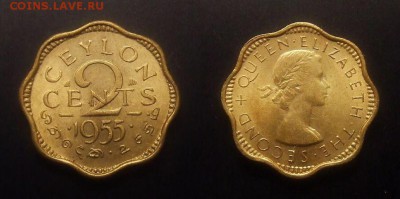 3 - Брит. Цейлон – 2 цента (1955) «Елизавета II» (XF+) №2