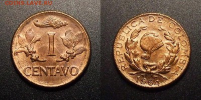 3 - Колумбия – 1 сентаво (1964) бронза (XF)