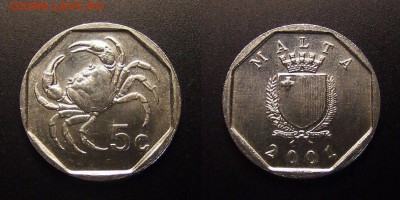 3 - Мальта – 5 центов (2001) «Краб» (новый герб)