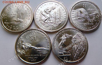 Польша-США-КАНАДА-19-20-РОССИЯ-Португалия-Казахстан - us_set_1_dollar_sacagawea_2001_2009_2010_2011_2012_5pcs