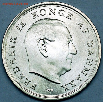Дания_памятные 10 крон 1967. Отличное серебро; 24.06_22.50мс - 10561