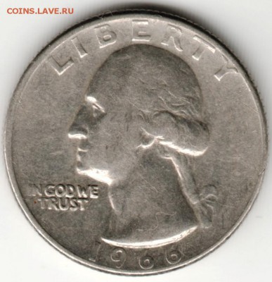 США. 25 центов (квотер) 1966 г. до 24.00 06.07.16 г. - Scan-160629-0025