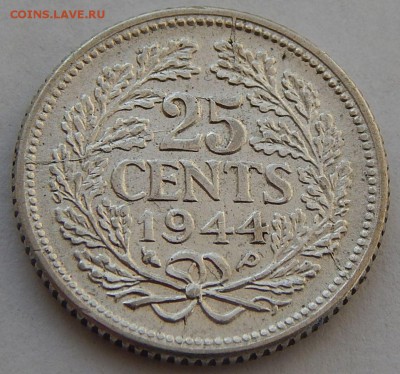 Нидерланды 25 центов 1944, до 11.07.16 в 22:00 МСК - 4537