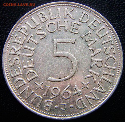 ФРГ_5 марок 1964(J). Серебро; до 05.07_22.28мск - 12456