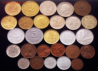 55 разных зарубежных монет (см. описание). До 07.07_22.04мс - 4