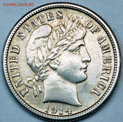 США_10 центов 1914(S) "Barber Dime". Серебро; 07.07_22.56мск - 36