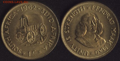 Южная Африка 1 цент 1962 БЛЕСК!!! до 22:00мск 15.07.16 - Южная Африка 1 цент 1962