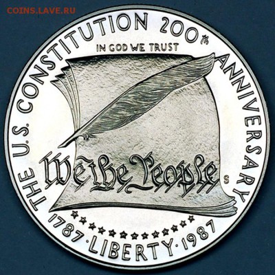 США_серебряный доллар 1987 200 лет Конституции; 16.07_22.22м - 9916