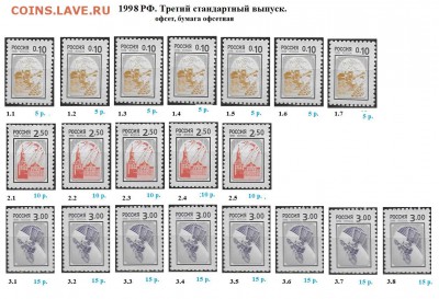 РФ 1998. Третий стандартный выпуск. ФИКС - ФИКС 1. РФ 1998. 3 стандарт