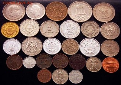 53 разные зарубежные монеты (см. описание). До 19.07_22.24мс - 3