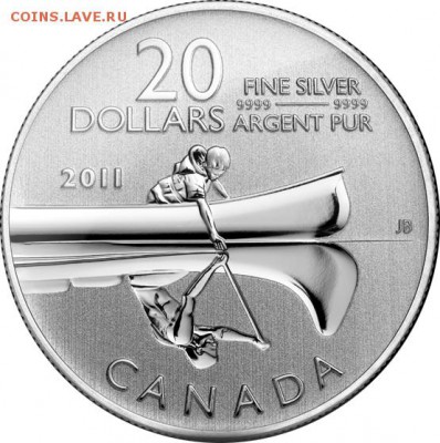 Монеты с Корабликами - 20 долларов 2011 каноэ