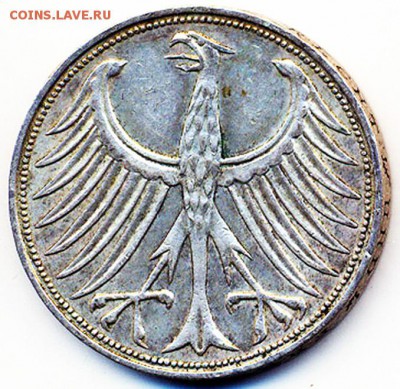 ФРГ_5 марок 1965(J). Серебро; до 01.08_22.18мск - 12392