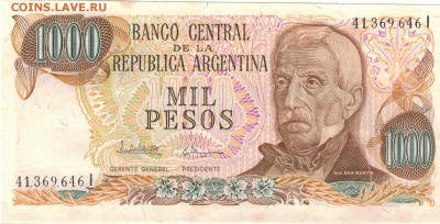 Аргентина 1000 песо 1976-83 до 15.08.2016 в 22.00мск (В822) - 1-1арг1000а