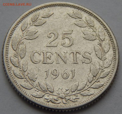 Либерия 25 центов 1961, до 04.09.16 в 22:00 МСК - 4687