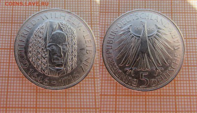 Германия 5 марок 1966 Готфрид Вильгельм Лейбниц - 66