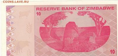 Зимбабве 10 долларов 2009 до 12.09.16 в 22.00мск (Г421) - 1-1зим10