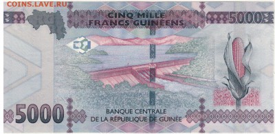 Гвинея 5000 франков 2015 до 19.09.16 в 22.00мск (Г315) - 1-гв5000