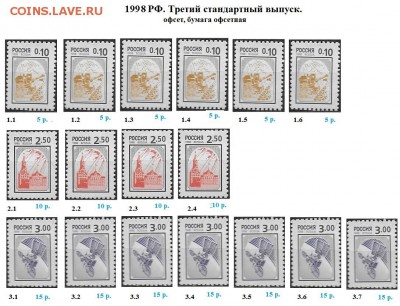 РФ 1998. Третий стандартный выпуск. ФИКС - ФИКС 1. РФ 1998. 3 стандарт