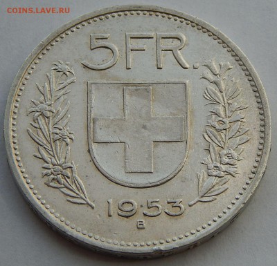 Швейцария 5 франков 1953, до 25.09.16 в 22:00 МСК - 3717