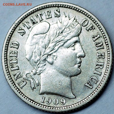 США_10 центов 1909 "Barber Dime". Серебро; до 21.09_22.28мск - 32