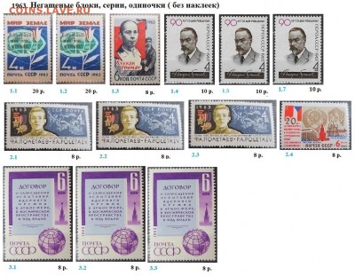 СССР 1963-1964. ФИКС - 1.1963. Блоки, серии, марки