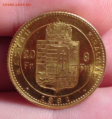 австрия 1881 золото 20 франков 8 флоринов Gold - image