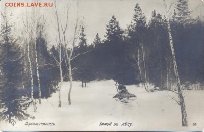 Открытка Зимой в лесу. Нижний-Сормово. 1912 священнику - зимой в лесу 1912