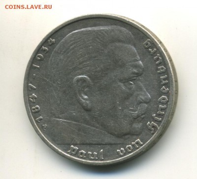 Германия 3 рейх 5 марок 1936 F до 27.10.2016 22 00 МСК - Ф