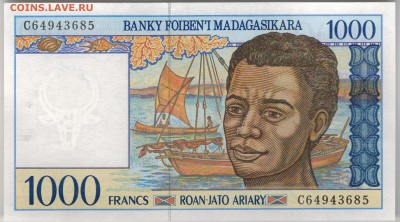 Мадагаскар 1000 франков 1994 до 07.11.16 в 22.00мск (Г867) - 1-мад2